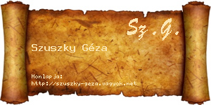 Szuszky Géza névjegykártya